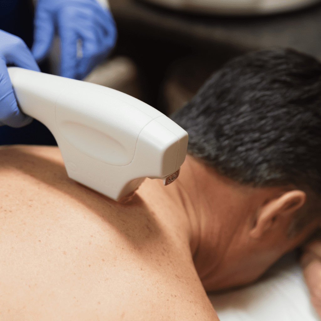 Man receiving Forever Bare BBL treatment on back
